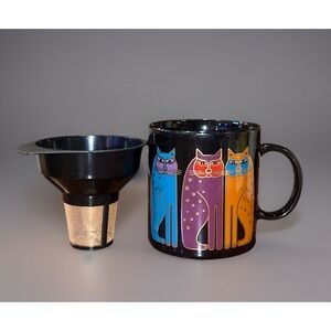 VTG 80S Laurel Burch Siamese Cats Tea Caddy Utensil Holder Japan Cat Art Kitchen